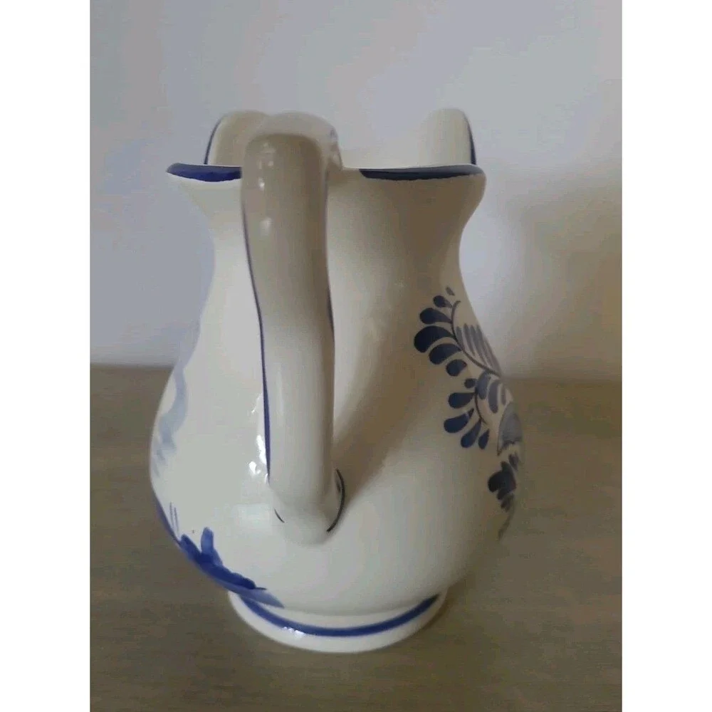 3 Piece Lot Handpainted Delft Blue Pottery Vase Bowl Pitcher Windmill Holland